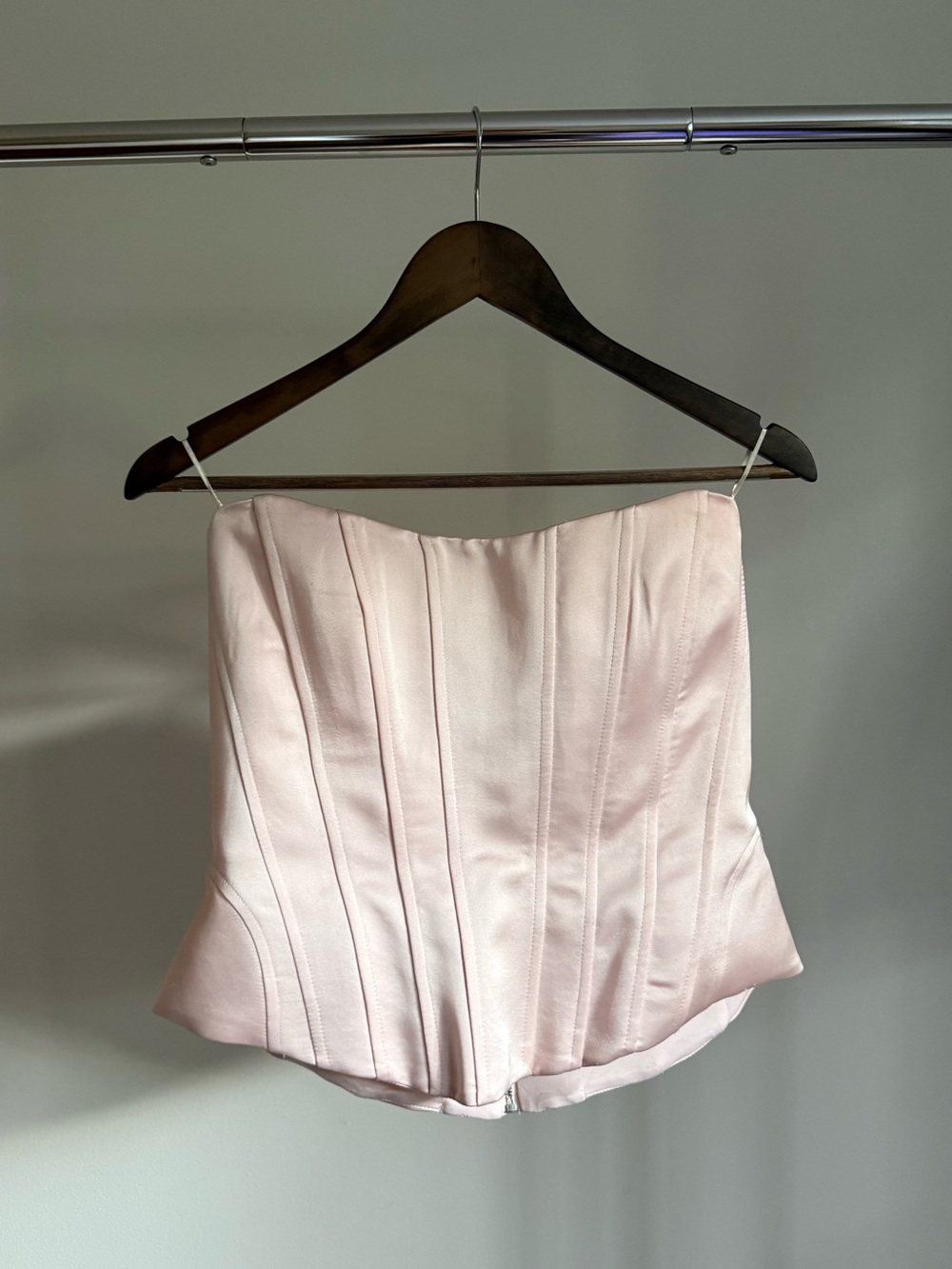 Zara Pale Pink Strapless Corset Top - Picture 3 of 5